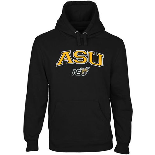 Alabama State Hornets Logo Arch Applique Pullover Hoodie Black - Click Image to Close